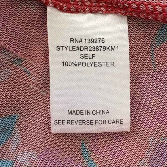 DR2 Daniel Rainn Mesh Floral Babydoll Top Sz. XS Orange Red Peplum Smocked Y2K - Picture 11 of 12